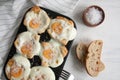 Eggs baked in a bread Royalty Free Stock Photo
