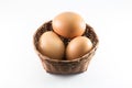 Eggs in bamboo basket Royalty Free Stock Photo