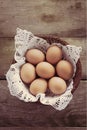 Eggs in basket Royalty Free Stock Photo