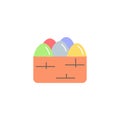 Eggs in basket flat easter religion icon