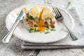 Eggs Benedict in the context of a hollandaise sauce Royalty Free Stock Photo