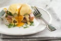 Eggs Benedict in the context of a hollandaise sauce Royalty Free Stock Photo