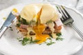 Eggs Benedict in the context of a hollandaise sauce Royalty Free Stock Photo