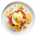 Eggs Benedict On White Plate, On White Background