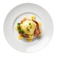 Eggs Benedict On White Plate, On White Background