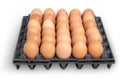 Eggs in black plastic carton packaging Royalty Free Stock Photo