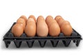 Eggs in black plastic carton packaging Royalty Free Stock Photo