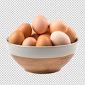 eggs in a bowl isolated on transparent background Royalty Free Stock Photo