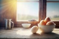 Eggs on the Table, Generative AI Royalty Free Stock Photo