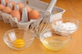 Eggs, Bowls and a Whisk Royalty Free Stock Photo
