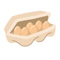 Eggs in Box. Farmer Production, Organic Farm Food Icons for Market Place, Store or Shop. Poultry Production, Agriculture, Chicken Royalty Free Stock Photo