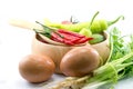 Eggs , chilli , vegetable, vegetable zucchini,Tablets colored Royalty Free Stock Photo