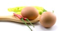 Eggs , chilli , vegetable, vegetable zucchini,Tablets colored Royalty Free Stock Photo