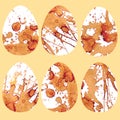 Eggs with coffee stains. Various fragrant drawings