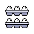 Eggs color Food Icon Breakfast. Eggs in carton package. Vector illustration egg box sign symbol icon concept Royalty Free Stock Photo