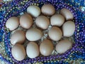 Eggs in colored background Royalty Free Stock Photo