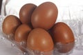 fresh chicken eggs in a plastic container. egg. murgi ke andai. muttai. raw eggs. Royalty Free Stock Photo
