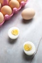 Eggs cooked on marble table Royalty Free Stock Photo