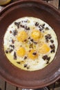 Eggs cooked in a Tajine dish typical from Morocco Royalty Free Stock Photo