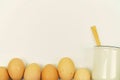 Eggs with cup on vintage background with copy space Royalty Free Stock Photo