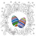 Eggs decoration with doodle flowers