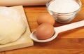 Eggs, dough, flour Royalty Free Stock Photo