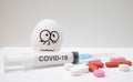 Eggs drawn frightened faces alcohol syringe covid-19 and coronavirus,