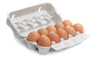 Eggs in egg carton box package isolated Royalty Free Stock Photo