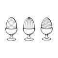Eggs in egg-cup, egg holder. Three Easter eggs. Design elements. Vector illustration. Royalty Free Stock Photo