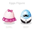 Eggs Figure, cartoon easter girl and boy Royalty Free Stock Photo