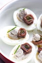 eggs filled with anchoa spread with anchoa on the top Royalty Free Stock Photo