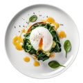 Eggs Florentine On White Plate, On White Background