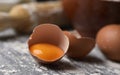 Eggs, flour and rolling pin Royalty Free Stock Photo