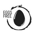 Eggs Free. Allergen food, GMO free products icon and logo. Intolerance and allergy food. Concept black and simple vector