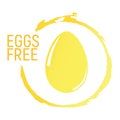 Eggs Free. Allergen food, GMO free products icon and logo. Intolerance and allergy food. Concept cartoon vector illustration and