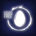 Eggs Free. Allergen food, GMO free products neon icon and logo. Intolerance and allergy food. Vector illustration and isolated on