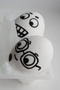 Eggs are funny with faces. Concept fear fear