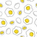 Eggs hand draw seamless pattern on isolated white background
