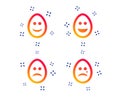 Eggs happy and sad faces signs. Easter icons. Vector