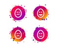 Eggs happy and sad faces signs. Easter icons. Vector Royalty Free Stock Photo