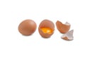 Eggs. Healthy food rich  calcium. Broken egg Royalty Free Stock Photo