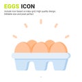Eggs icon vector with flat color style isolated on white background. Vector illustration egg box sign symbol icon concept Royalty Free Stock Photo