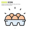 Eggs icon vector with outline color style isolated on white background. Vector illustration egg box sign symbol icon concept Royalty Free Stock Photo