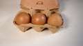 3 eggs left in the egg cup Royalty Free Stock Photo
