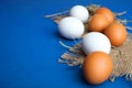Eggs lie on a sacking Royalty Free Stock Photo