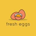 Eggs logo. Linear eggs with egg shell and yolk