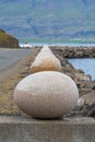 the Eggs at Merry Bay sculpture at Djupivogur village on Iceland Royalty Free Stock Photo