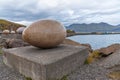 the Eggs at Merry Bay sculpture at Djupivogur village on Iceland Royalty Free Stock Photo