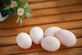 Eggs in nest on the nature, Fresh eggs for cooking or raw material, fresh eggs background Royalty Free Stock Photo