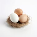 Eggs Nest On White Background: Toyo Ito Style With Farm Aesthetics